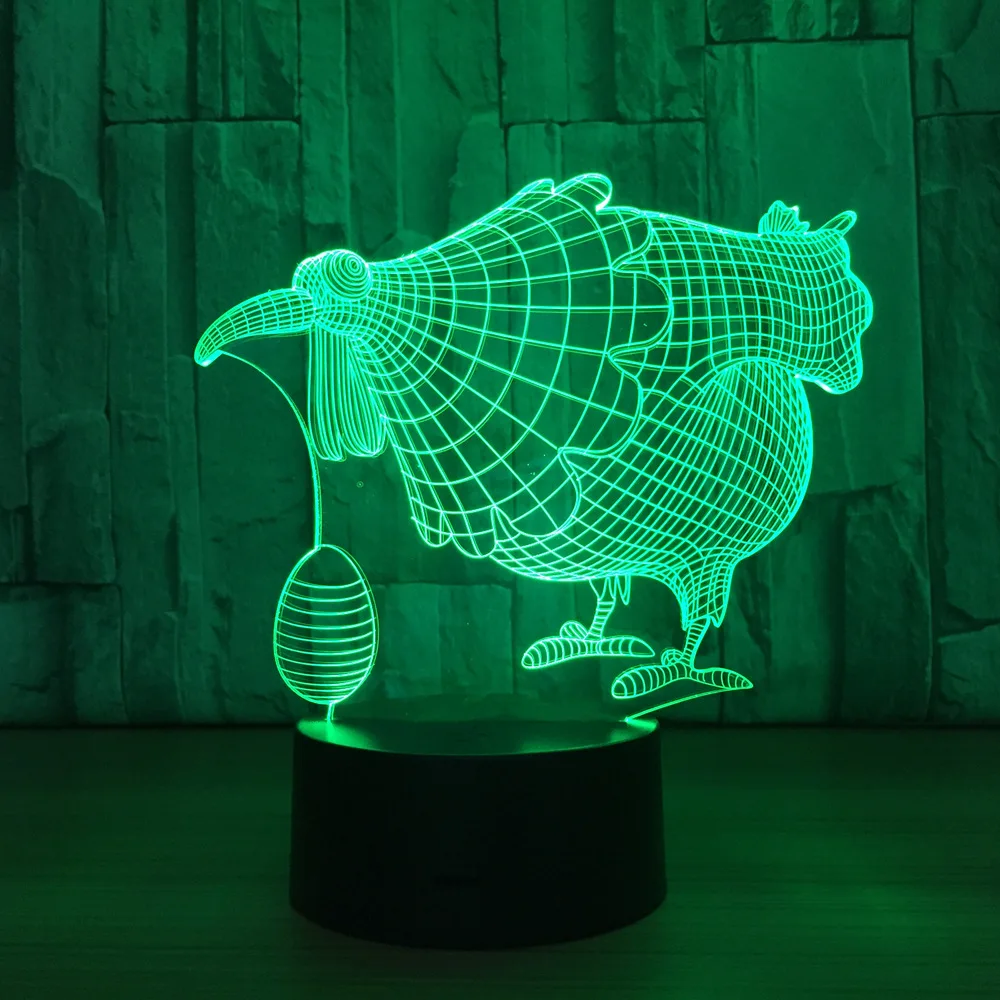 Chickren с яйцом 3D светодиодный светильник 7 цветов Форма лампа как декоративные