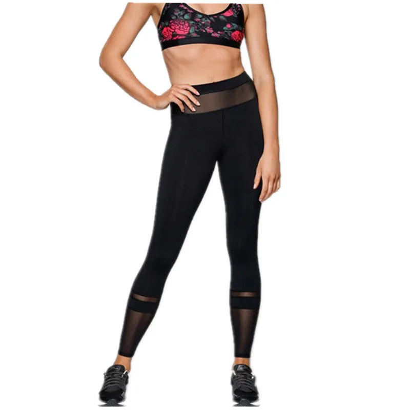 

Hirigin Women ladies Fitness Leggings mesh black striped sexy casual Stretch High Waist Pants Trousers women female
