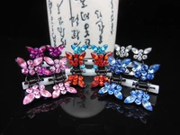 120 pcs 6 color butterfly crystal flower mini hair claw clamp hair clip hair pins