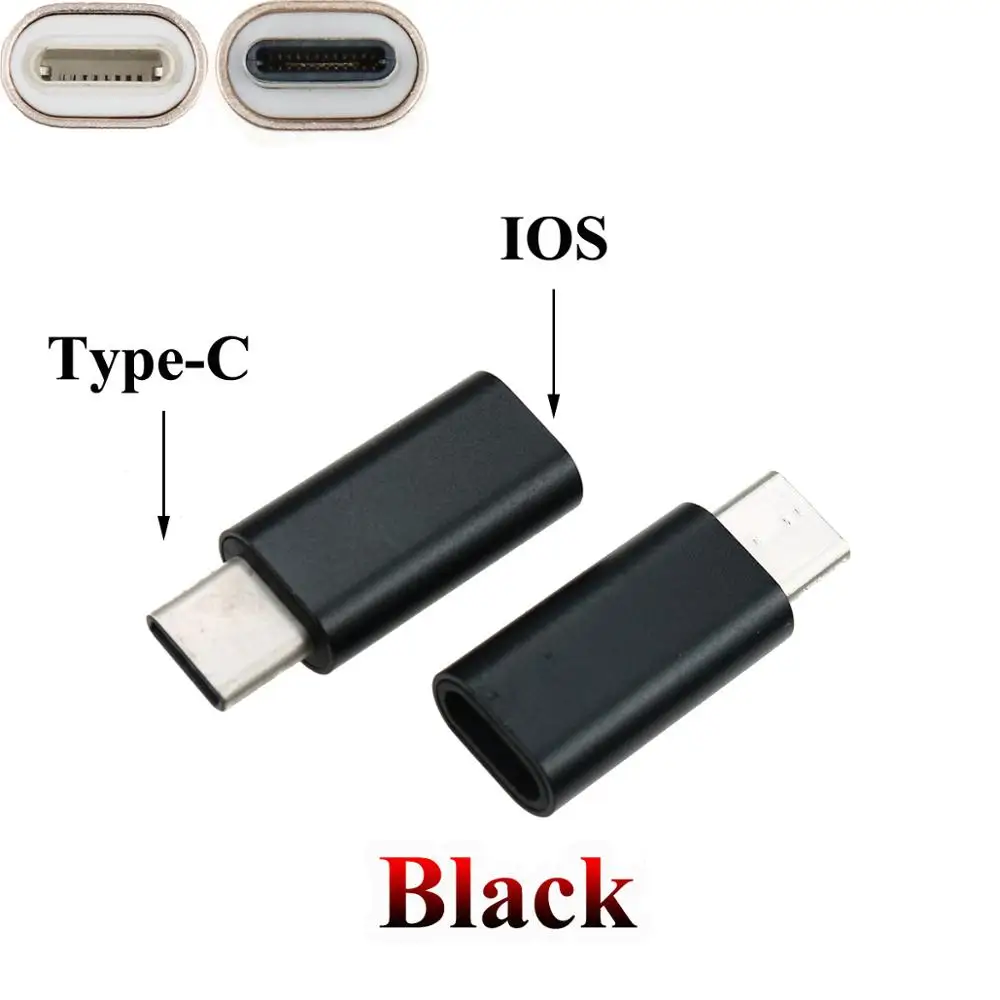 Юйси для iPhone Женский к type C Мужской адаптер к Micro USB кабель конвертер зарядки тип-c к ios Конвертер Разъем USB-C - Цвет: Black