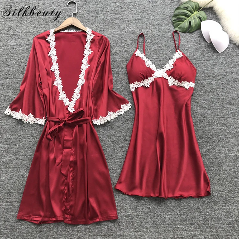 SILKBEUTY летний халат сексуальные кружевные женские ночные рубашки с эффектом пуш