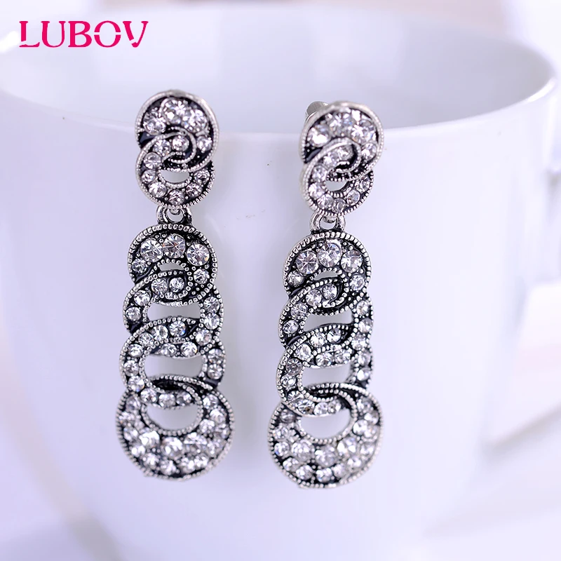Женские серьги подвески LUBOV в виде кругов сверкающие со стразами|dangle drop earings|dangle