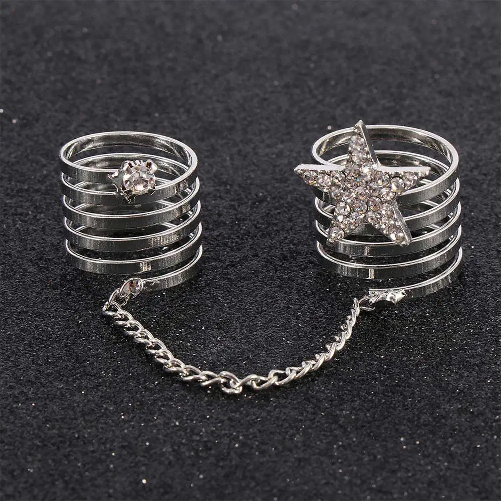 2 шт./компл. в стиле панк женское Сверкающее Кристальное кольцо со звездами и