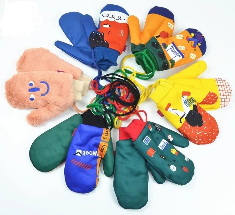 Харадзюку женские наручные перчатки зимние теплые утепленные бархатные варежки