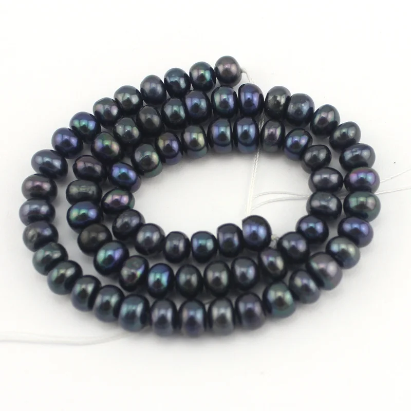 Free Shipping Wholesale Jewelry Making Beads 7 8mm Rondelle Button Freshwater Pearl Spacer Strand 15&quot|bead strands|spacer beadsjewelry making