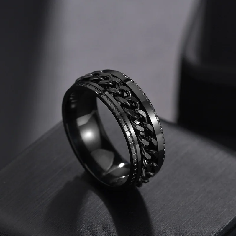 R259-03 Letdiffery, панк, 8 мм, прядильная цепь, для мужчин, вращающееся кольцо, черный, синий цвет, нержавеющая сталь, вращающийся, крутые ювелирные изделия, вечерние, подарок, Anel Alliance - Main Stone Color: R259-03