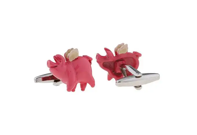 12 пар/лот розовый Flying Pig животных Запонки покрытием запонки новинка мультфильм