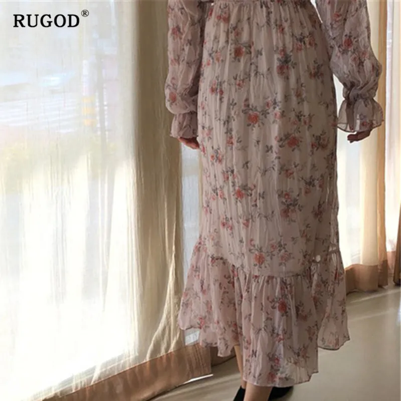 RUGOD/новая одежда платье с цветочным рисунком летняя блузка для женщин v-образный