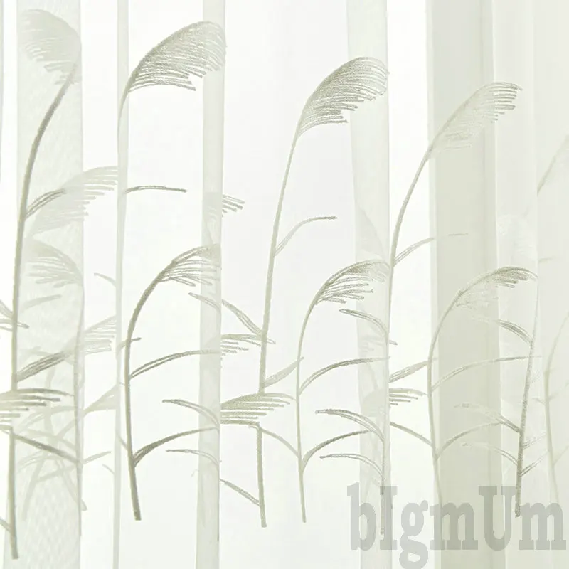 Вуаль с кокосовыми деревьями Reeds Тюль Зеленый Элегантный узор отвесные занавески