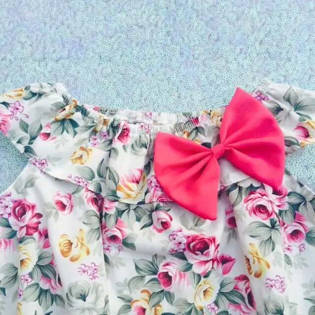 Детский комбинезон с цветочным принтом и бантом оборками|bubble romper|ruffle romperbirthday romper