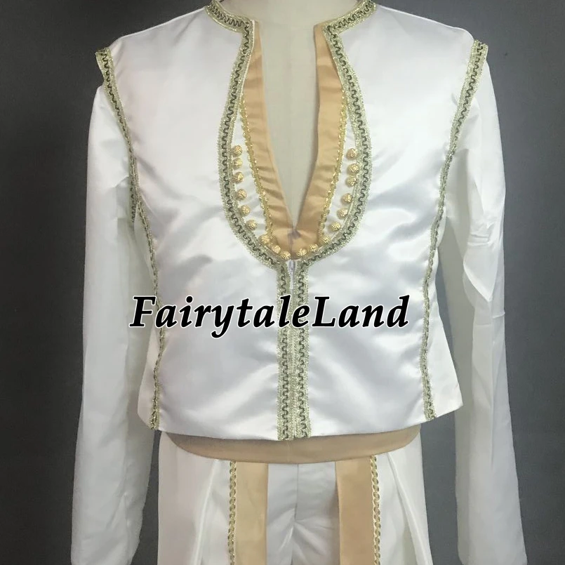 Prince Aladdin Costume Hot Movie Cosplay Aladdin and the Magic Lamp Outfit White Suit Coat
