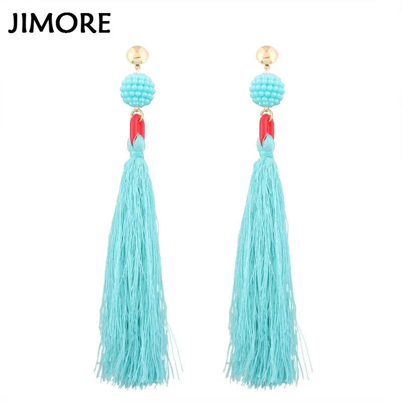 [Jimore] Черный Длинные кисточкой Серьги Новинка 2017 года Brincos Grandes модные Para Mulheres Для