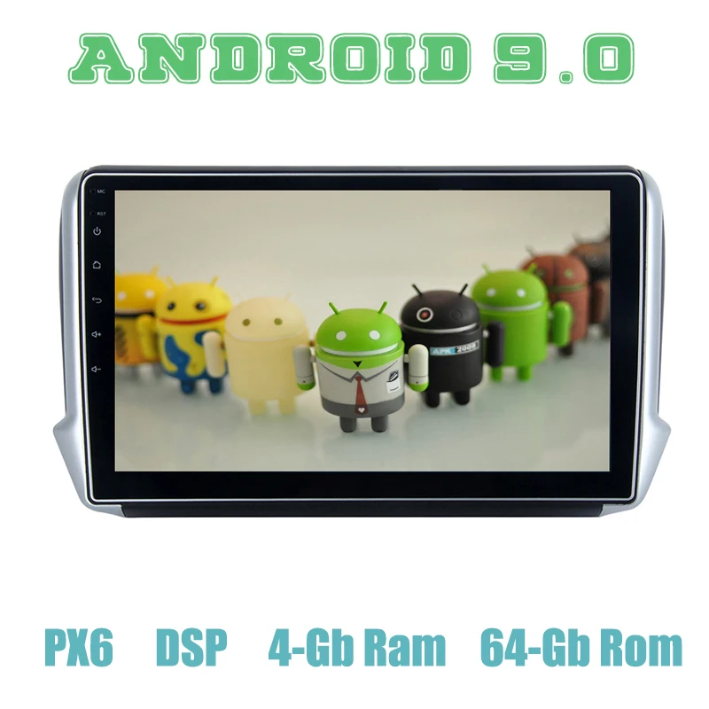 10," ips экран PX6 Android 9,0 Автомобильный gps радио для peugeot 2008 208 с DSP wifi usb 4+ 64 Гб авто стерео Мультимедиа