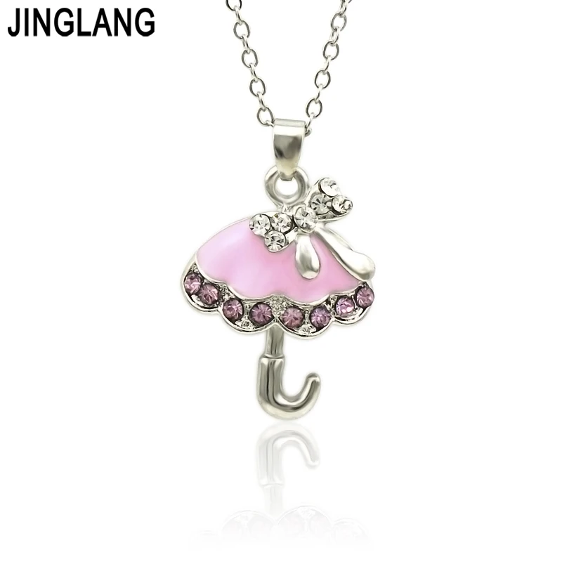 JINGLANG Fashion Elegant Shiny The Umbrella Jewelry Set for Women Girl Korean Simple Temperament Necklace Earrings | Украшения и
