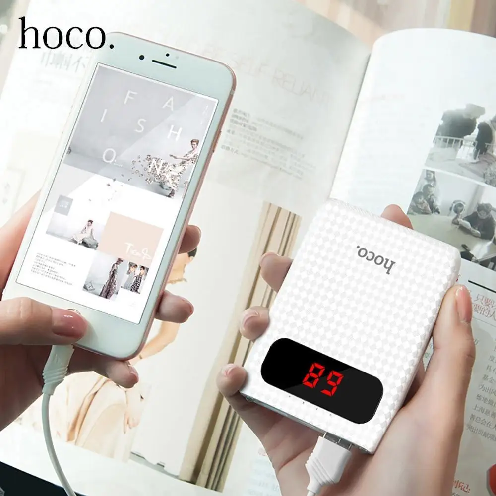 HOCO power Bank 10000 мАч быстрая зарядка светодиодный внешний аккумулятор 18650