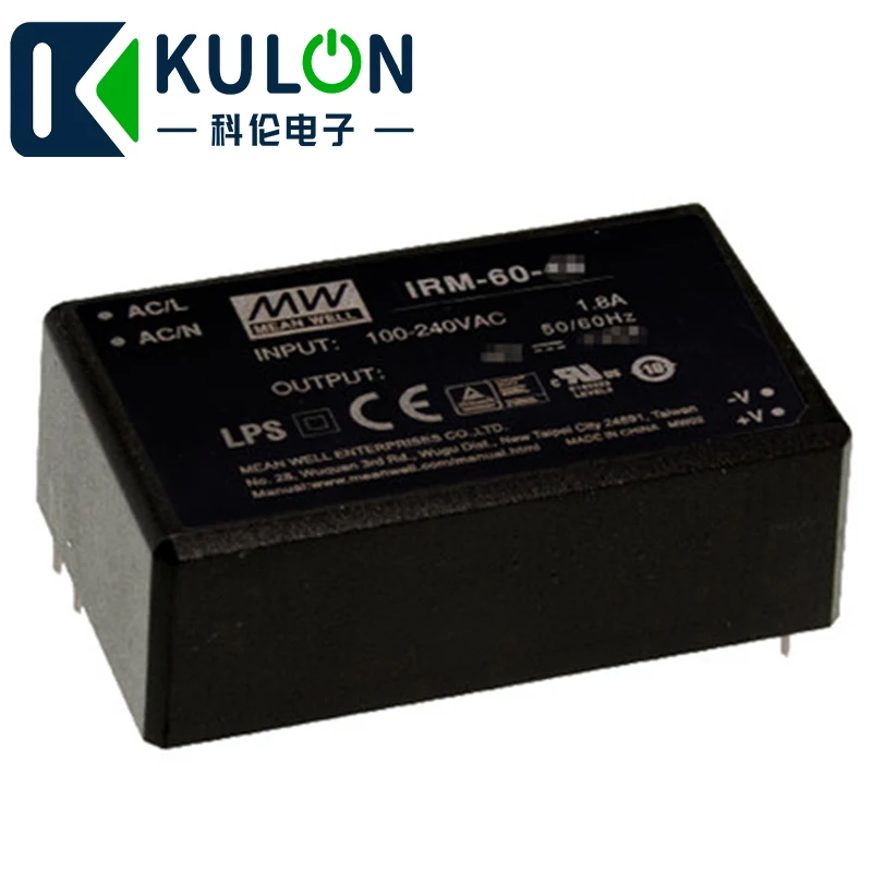 MEANWELL IRM 60 12 12В 5А Вт AC DC PCB Mount зеленый модуль питания охлаждение с помощью свободной