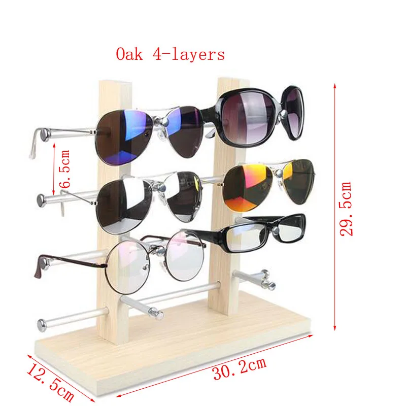 Double Row Solid Wood Base Glasses Display Stand Aluminum Alloy Sunglasses Display Stand Myopia Bracket Storage Rack