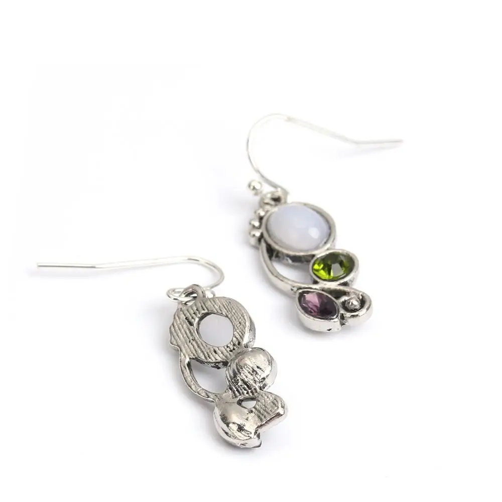 8Seasons Vintage Plastic Geometric Drop Earrings Purple Green Rhinestone Long Dangle Women Fashion Jewelry Accessories | Украшения и