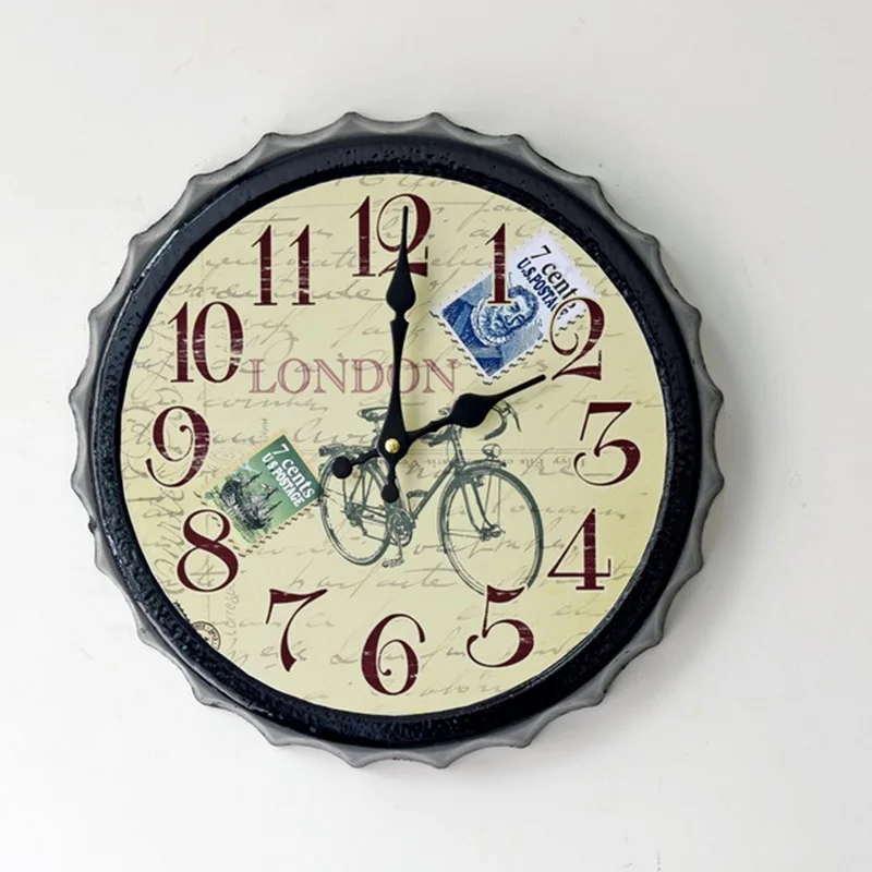 Cover Hanging European Retro Nostalgic Style Wall Clocks Clock Stickers Restaurant Bar Decoration Pendant Creative Beer | Дом и сад