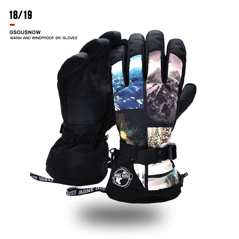 2018 GSOU Зимние перчатки для мужчин сноуборд лыжные guantes nieve с сенсорным экраном