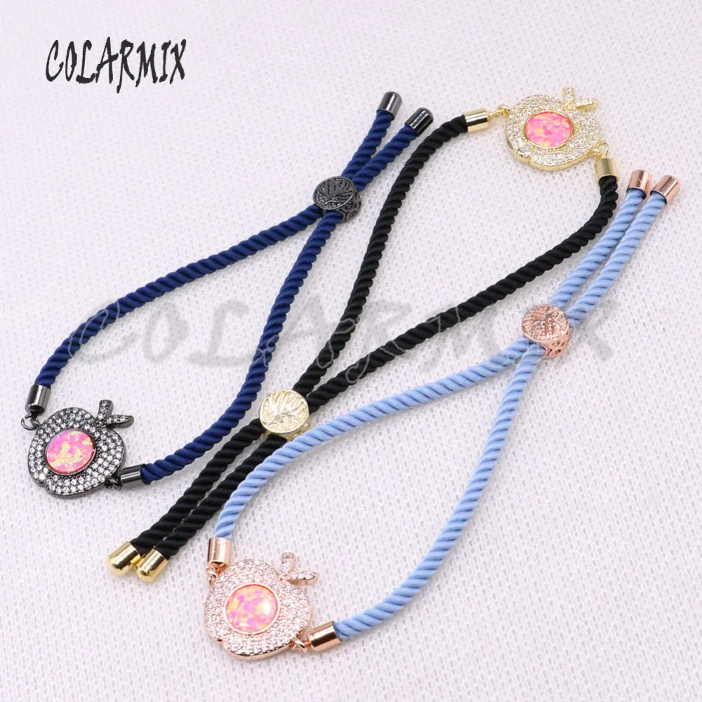 Wholesale 6 Pcs Micro pave zircon with colorful stone Apple charms bracelet wholesale Jewelry gift for lady 4310 | Украшения и