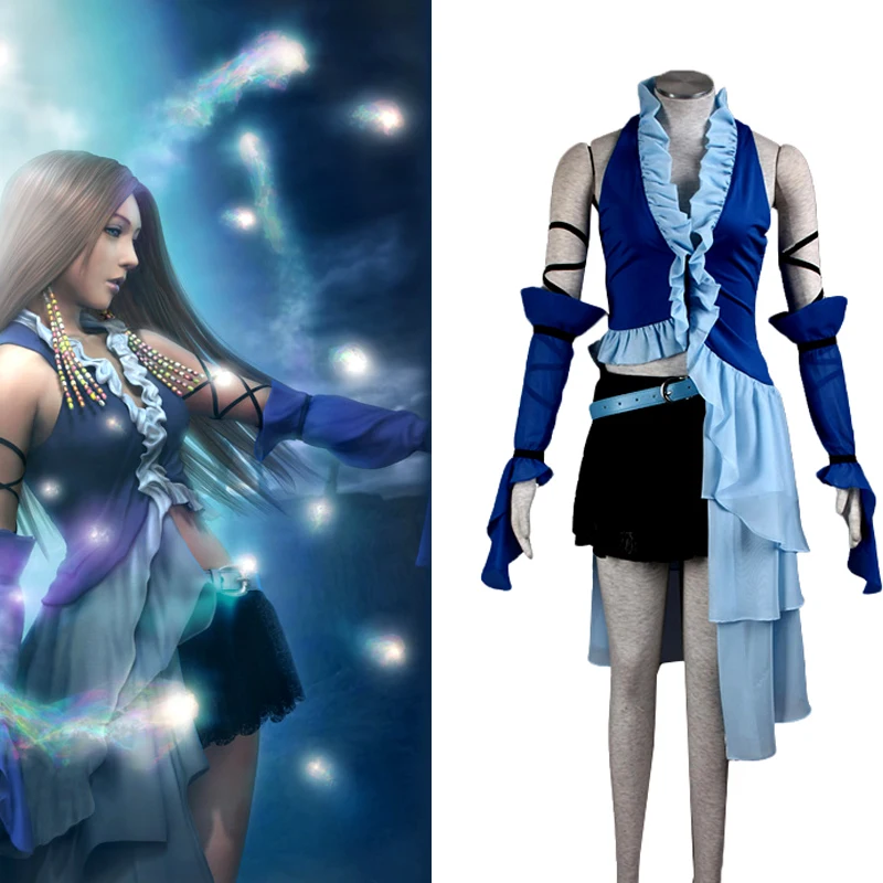 

Anime Final Fantasy Cosplay - Final Fantasy X Yuna Lenne Song Cosplay Costumes Yuna Costume With Earrings * 4 and Necklace