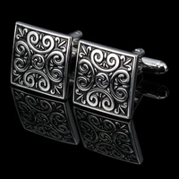 luxury square vintage pattern shirt cufflink for mens brand cuff buttons cuff links high quality silvery abotoadura jewelry