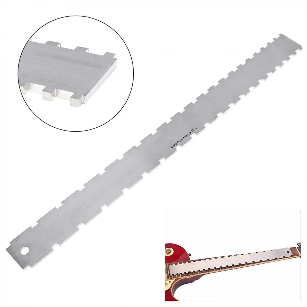 

Silver Color Dual Scale Stainless Steel Guitar Neck Notched Straight Edge Luthiers Tool Measurement Fretboard and Frets