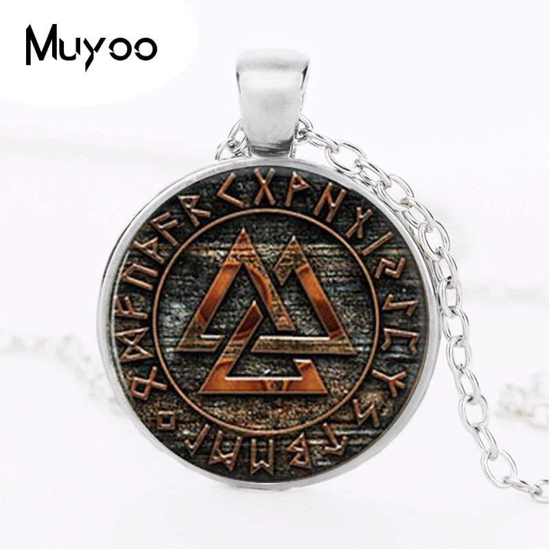 1 шт. Valknut норвежские ювелирные изделия стеклянное ожерелье с кабошоном HZ1|glass cabochon