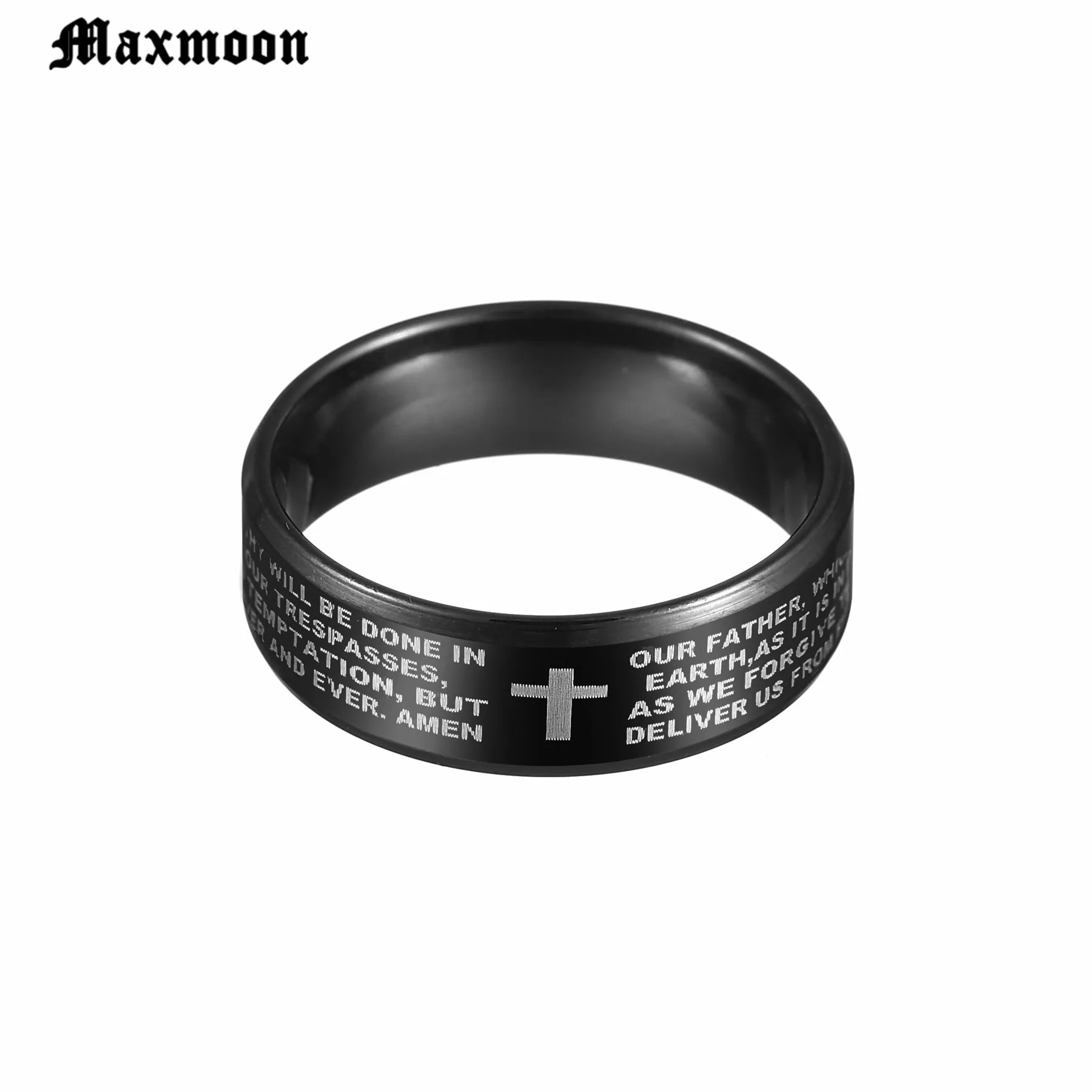 Мужские и женские кольца с крестом Maxmoon черное кольцо из титановой стали
