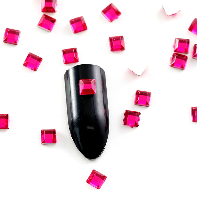 100 квадратная форма pcs акриловые Стразы без горячей фиксации с серебряным