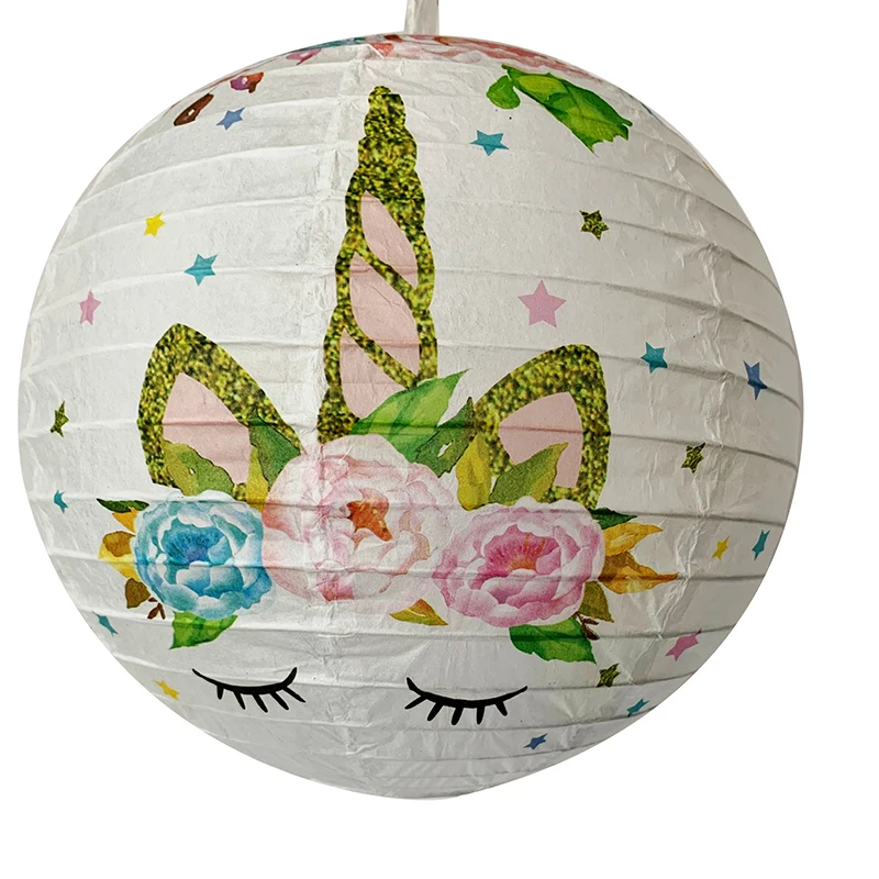 10 шт./компл. &quotбелый бумажный фонарь с единорогом и цветком lampion для Babyshower День