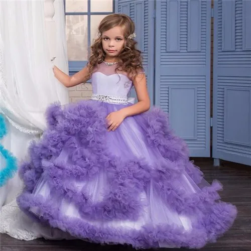 2017 г. Розовое платье для первого причастия девочек бальное роскошное детское