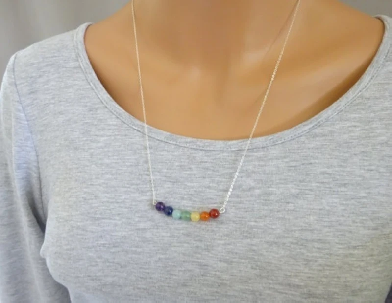 Natural Stone Necklace Seven Color Chakra Necklaces for Men Pendants Yoga Reiki Healing Balancing 7 Women | Украшения и