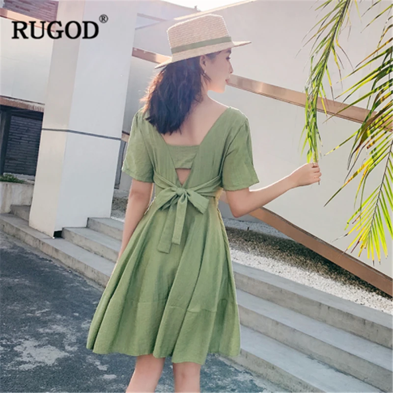 RUGOD 2019 новое поступление женское зеленое платье авокадо с открытой спиной