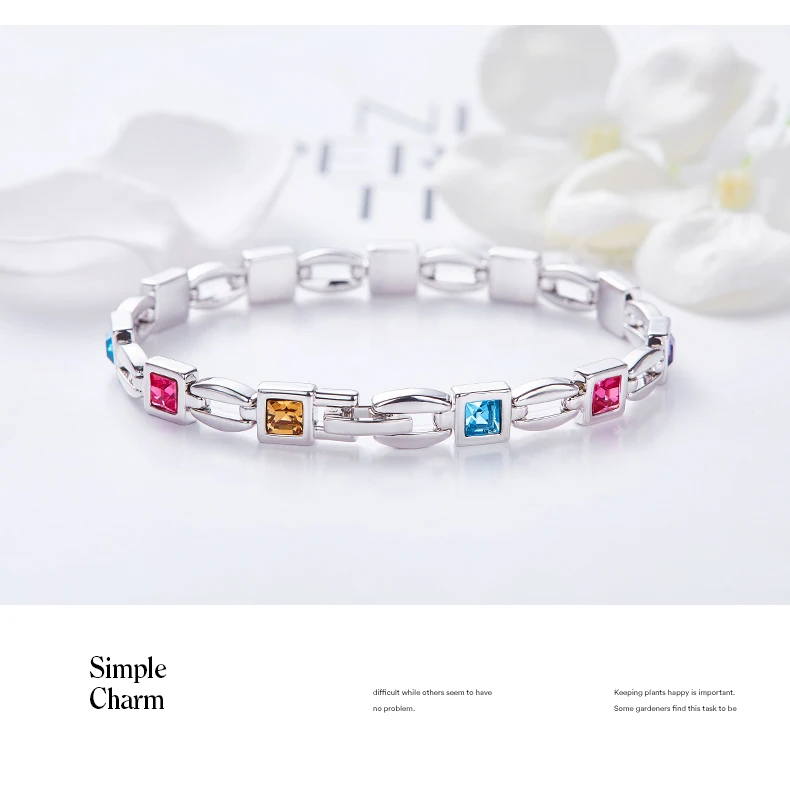 CDE красочные украшенные кристаллами от Swarovski браслеты серебряные ювелирные изделия платины трендовые браслеты, ювелирные изделия