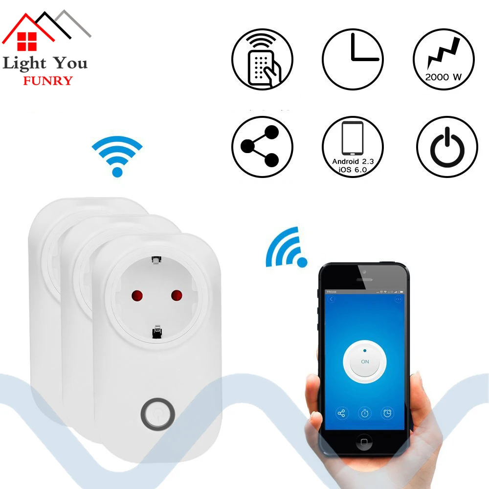 

WIFI Smart Socket EU/UK/AU Plug 90-250V 16A Remote Control Smart Timing Switch Work For Amazon Alexa/Google Assistant