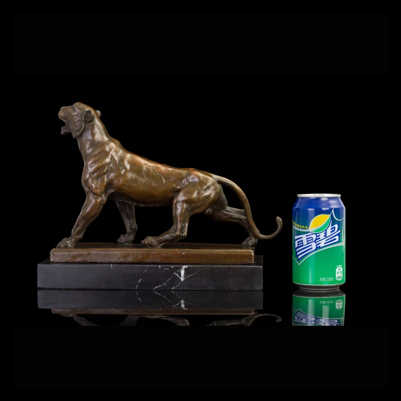 

ArtsHom DW-055 Small Bronze Casting Panther Sculpture Leopard Wild Animal Statue Figurine With Marble Base For Home Office Decor