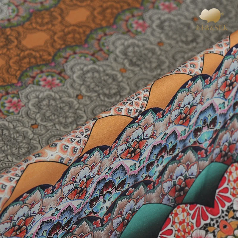 Ретро плотный шелк лен ткань мягкая и нежная юбка одежда cheongsam шелковая