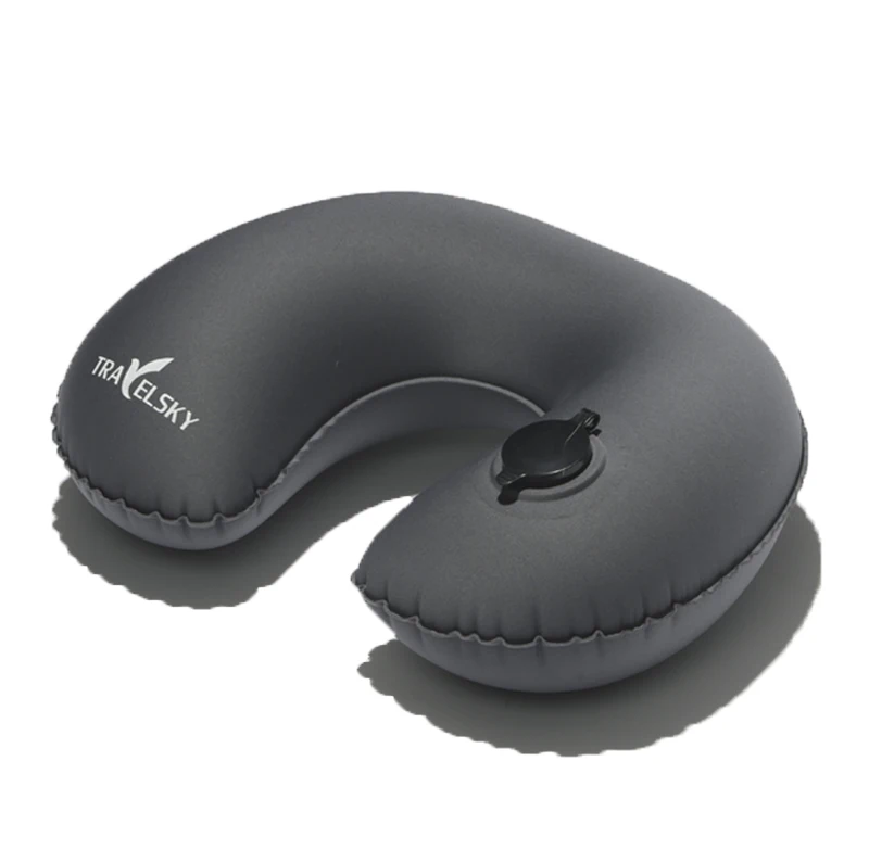 Новые Travelsky экологичный tpu легкий u-shape форме, благодаря чему создается ощущение невесомости с Подушка/ч-shanpe Подушка/ТПУ для ног/надувная подушка для путешествий - Цвет: 13406E02-Dark gray