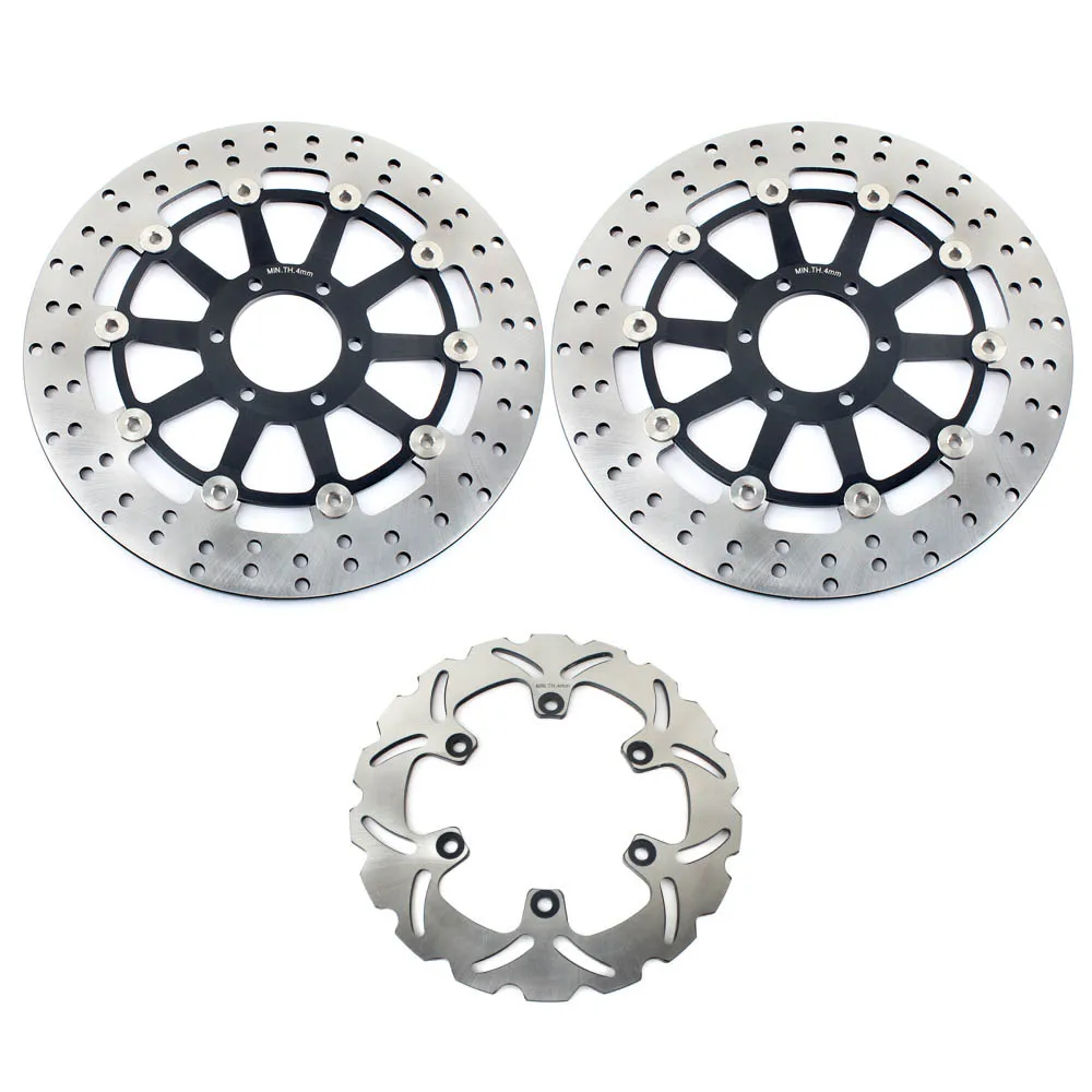 Round Black Set BIKINGBOY круглые волнистые Передние Задние тормозные диски Диски роторы для Yamaha TDM 850 91-01 FZR 600 R 90-95 FZS 600 Fazer TRX 850 XJR400 - Цвет: Round Black Set