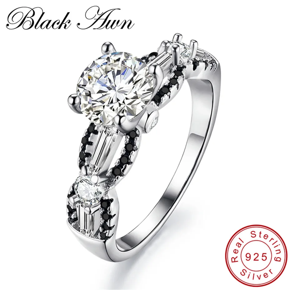 

[BLACK AWN] High Quality 925 Sterling Silver Jewelry Trendy Wedding Rings for Women Engagement Ring C099