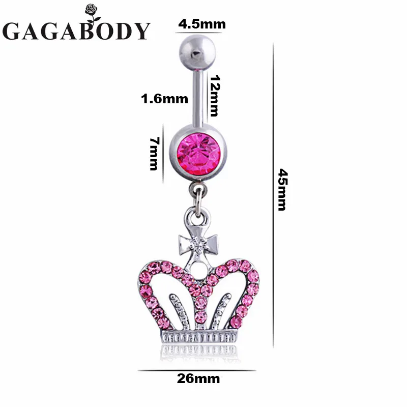 Новинка 316L хирургическая сталь Корона кольцо для живота горный хрусталь пупка