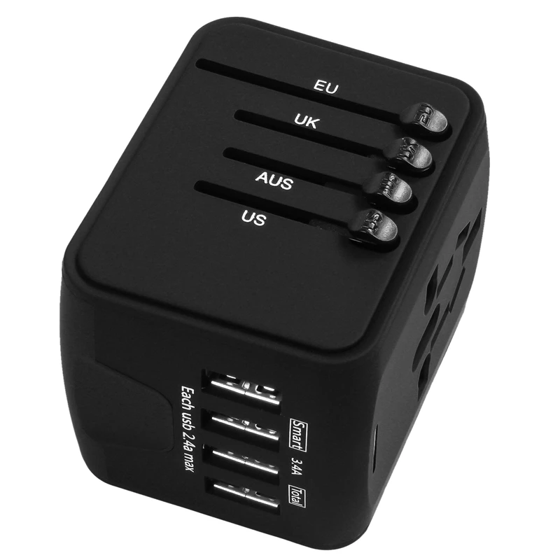 Дорожный адаптер Международный универсальный питания все-в-одном с 3.4A 4 USB по
