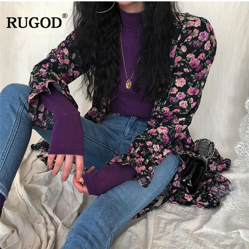 Женское скрытое однобортное платье RUGOD винтажное тонкое платье-туника с длинным