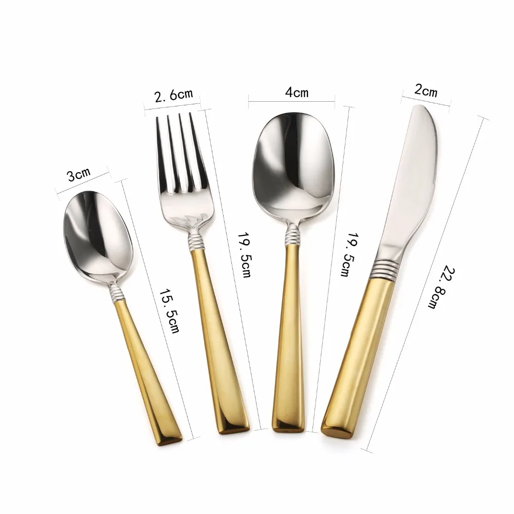 Набор столовых приборов из нержавеющей стали 4 шт. 18 10 дюймов|cutlery set|gold cutleryflatware set |