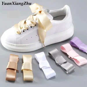 1 пара, ширина 2 см, шелковые атласные шнурки, ленточные шнурки для обуви, женские кроссовки, 19 цветов, длина 80 см100 см120 см, S-1