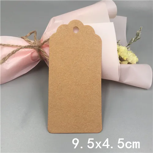 9.5x4.5cm Brown 100 шт. крафт Бумага ручной работы одежды бирки, свадьба, стаканчики для вечеринки, подарков Упаковочная этикетка бирок для подарков, код Примечание ценники - Цвет: 9.5x4.5cm Brown