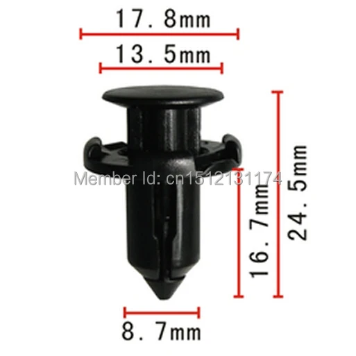 

100x Push-Type Retainer Clips Fender Bumper Clip 9mm For Honda For Mitsubishi MR200300 MR-200300
