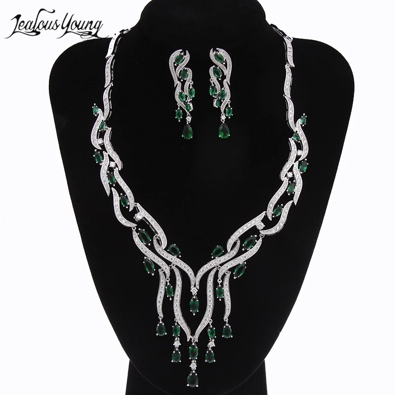 Роскошные ювелирные украшения 2017 года из кубического циркона, комплект ювелирных украшений для невесты в эфиопском стиле для женщин, ожерелье макси для вечерние, комплекты ювелирных украшений, свадебные украшения AS035